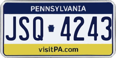 PA license plate JSQ4243