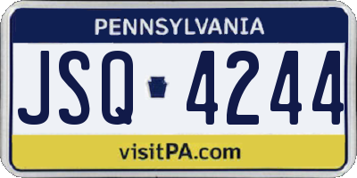 PA license plate JSQ4244