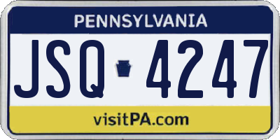 PA license plate JSQ4247