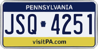 PA license plate JSQ4251