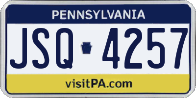 PA license plate JSQ4257