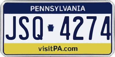 PA license plate JSQ4274