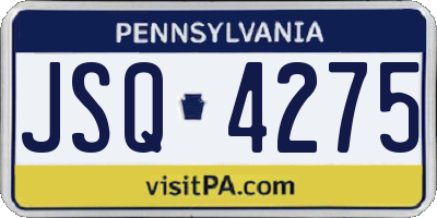 PA license plate JSQ4275