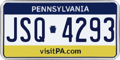 PA license plate JSQ4293