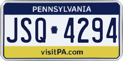 PA license plate JSQ4294