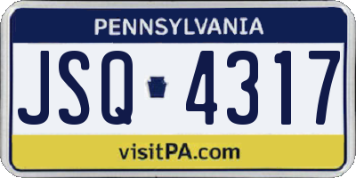 PA license plate JSQ4317