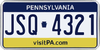 PA license plate JSQ4321
