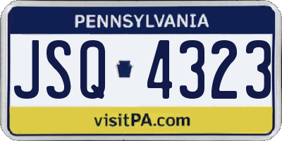 PA license plate JSQ4323