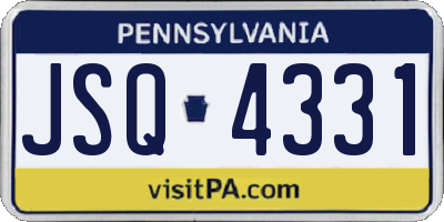 PA license plate JSQ4331