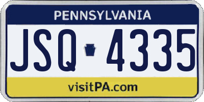 PA license plate JSQ4335