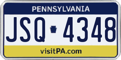 PA license plate JSQ4348