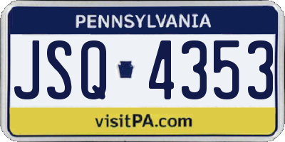 PA license plate JSQ4353