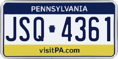 PA license plate JSQ4361
