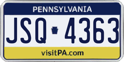 PA license plate JSQ4363
