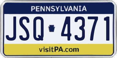 PA license plate JSQ4371