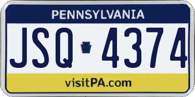 PA license plate JSQ4374