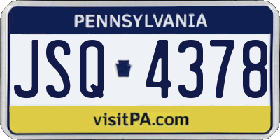 PA license plate JSQ4378