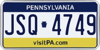 PA license plate JSQ4749