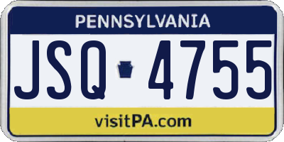 PA license plate JSQ4755