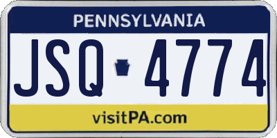 PA license plate JSQ4774