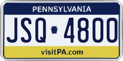 PA license plate JSQ4800