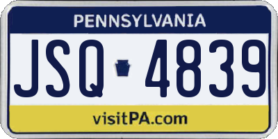 PA license plate JSQ4839