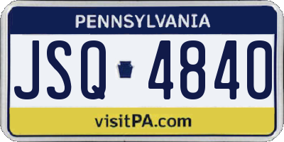 PA license plate JSQ4840