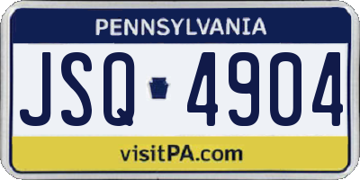 PA license plate JSQ4904
