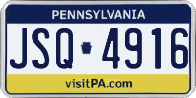 PA license plate JSQ4916