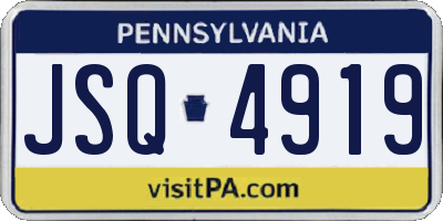 PA license plate JSQ4919