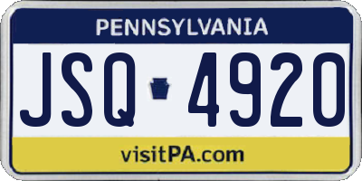 PA license plate JSQ4920