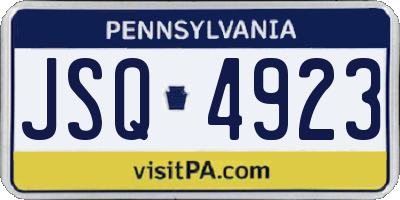 PA license plate JSQ4923