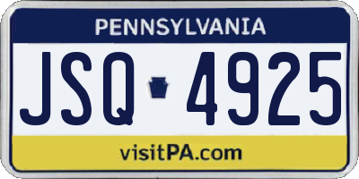 PA license plate JSQ4925