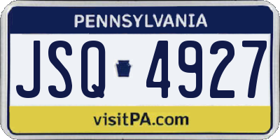 PA license plate JSQ4927