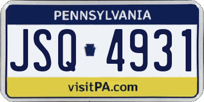 PA license plate JSQ4931