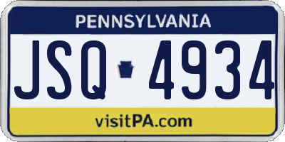 PA license plate JSQ4934