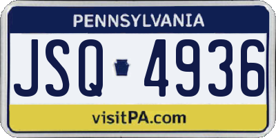 PA license plate JSQ4936