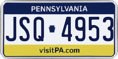 PA license plate JSQ4953