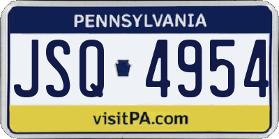 PA license plate JSQ4954