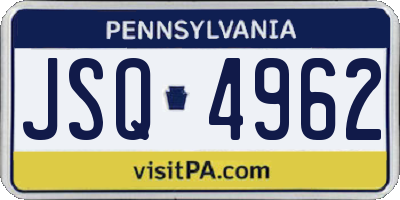 PA license plate JSQ4962