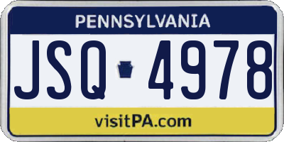 PA license plate JSQ4978