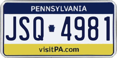 PA license plate JSQ4981