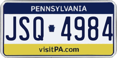 PA license plate JSQ4984