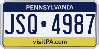 PA license plate JSQ4987