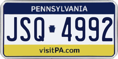 PA license plate JSQ4992