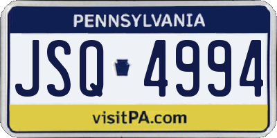 PA license plate JSQ4994