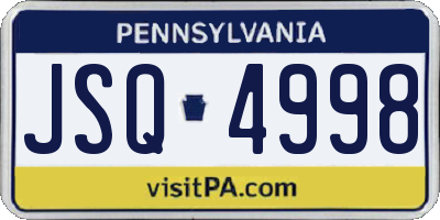 PA license plate JSQ4998