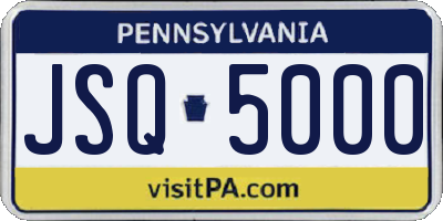 PA license plate JSQ5000