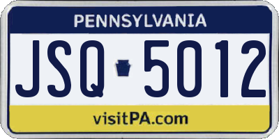 PA license plate JSQ5012