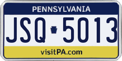 PA license plate JSQ5013